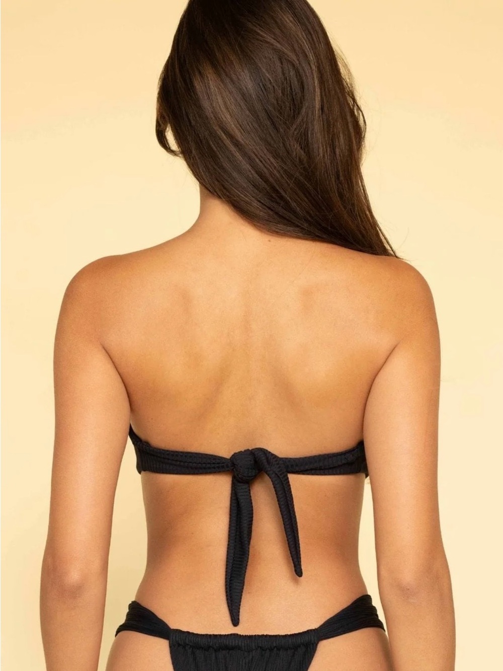 Montce Black Rib Tori Bandeau Bikini Top Size Medium - Picture 2 of 4
